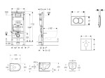 GEBERIT - Duofix Set předstěnové instalace, klozetu Oudee Vortex a sedátka softclose, tlačítko Delta01, matný chrom SANI11CA1151B