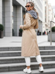 Dámský dvouřadový trenčkot s kapucí FashionStreet camel TY5656 M