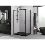 MEXEN/S - Exo sprchový kout dveře křídlové 85 x 75, transparent, černá 8181-085-075-70-00