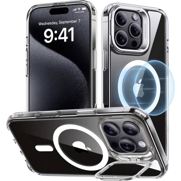 ESR Classic Hybrid HaloLock Case + Stash Stand zadní kryt na mobil Apple iPhone 16 Pro transparentní Kompatibilní s MagSafe