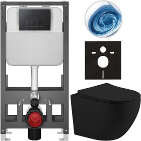 CERANO - Kompletní WC set Basic/Cesso - černá matná - WC tlačítko Modulo/Černá - volně stojící - předstěnová instalace - 49x36 CER-8050BD86232