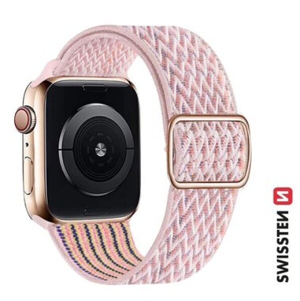 SWISSTEN Nylonový řemínek se sponou pro Apple Watch 38/40/41mm růžová (46000707)