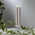 STAR TRADING LED svíčka Flamme Stripe Beige – set 2 ks, béžová barva, plast, vosk