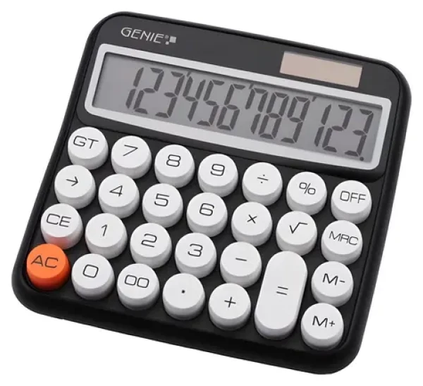 Genie 612BK černá / Kalkulačka / stolní / 12místná / LCD displej / baterie/solární napájení (12775)