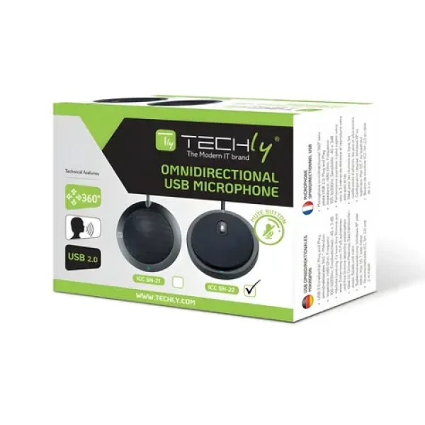 Techly ICC SH-22 černá / Stolní mikrofon / konferenční / USB / všesměrový (TLY_362725)