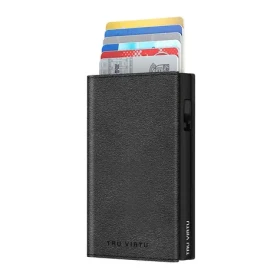 TRU VIRTU Peněženka Click Slide Sleek Nappa černá/černá / RFID ochrana / Kůže a hliník / Až 12 karet (30104000108)