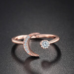 LUNICA Stříbrný nastavitelný prsten RŮŽOVÝ MĚSÍC 0549