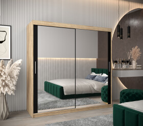 Šatní skříň Abi T3 Barva korpusu: Dub Sonoma, Rozměry: 200 cm, Dveře: Černá