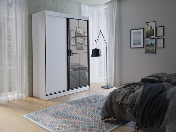 FRONTI Šatní skříň OSLIN II 150 cm bílá + černá 13136