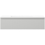 MEXEN/S - Rivel koupelnová skříňka 90 cm s umyvadlem Otis, 1 šuplík, reliéf , šedá mat/bílá mat 91A20-09023-1-BF62-W18M01
