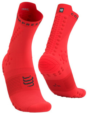 Běžecké kompresní ponožky Compressport Pro Racing Socks v4.0 Trail - Fluo Red/Black Velikost: EU 45-48