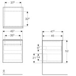 GEBERIT - Acanto Boční skříňka 45x52x48 cm, 1 zásuvka, lesklá bílá 503.010.01.1