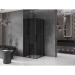 MEXEN/S - Velar Duo sprchový kout, posuvné dveře 90 x 90, grafit, černá 871-090-090-42-70