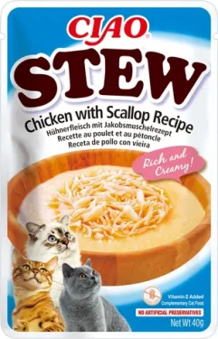 CHURU Kapsička Stew kuře, hřebenatky 40 g / Pro kočky / Bez obilovin
