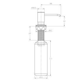 SAPHO - Zápustný dávkovač mýdla, kulatý, černá mat SP023B
