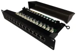 XtendLan 10" černá / Patch panel / 12 portů / Cat6 stíněný / 1U / LSA (PP0-12C6S-LSA-HG)