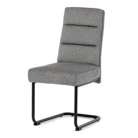 Židle jídelní, taštičkové pružiny v sedáku, madlo na opěráku, světle šedá látka, černý kov
