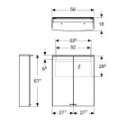 GEBERIT - Option Zrcadlová skříňka s osvětlením, 56x68x18 cm, bílá 500.258.00.1