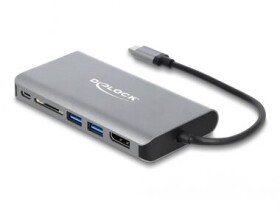 Delock Doková stanice USB Type-C 4K - HDMI/DP/USB 3.2/SD/LAN/PD 3.0 šedá (87683)