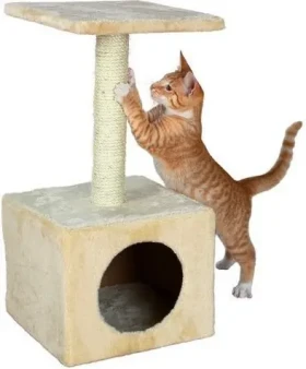 TRIXIE Zamora béžová / Škrábací domek pro kočky / juta a plyš / výška 60 cm / 31 x 31 cm (TX-43351)