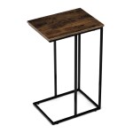 Odkládací stůl, MDF deska, dekor staré dřevo, černý kov