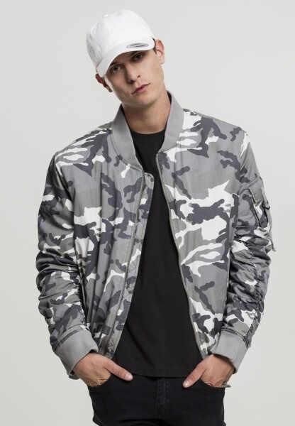 Vintage Camo Cotton Bomber Jacket snow Camo