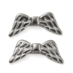 Andělská křídla z nerezové oceli - platinová - 8,5 x 18,5 x 4 mm - 1 ks
