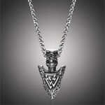 Pánský náhrdelník Ódinovo kopí - GUNGNIR - symbol VALKNUT, Stříbrná 60 cm