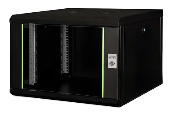 Digitus Unique černá / Nástěnný rack / 7U / 420x600x600 mm / skleněné dveře / IP20 (DN-19 07U-6/6-SW)