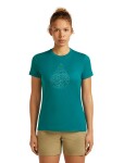 Dámské merino triko s krátkým rukávem ICEBREAKER Wmns 150 Tech Lite III SS Tee Hike Path, Tidal Teal velikost: XL