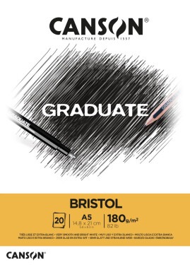 Canson Graduate Bristol extra bílý skicák lepený A5 20 listů 180 g/m2