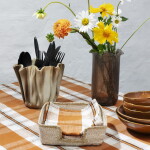 MADAM STOLTZ Kameninový obal na květiny Crafted Beige Ø 18 cm, béžová barva, keramika