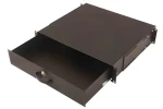 Digitus 19" uzamykatelný zásobník na dokumenty 2U černá / Zásobník na dokumenty / nosnost do 25 kg / ocelový plech (DN-19 KEY-2U-SW)
