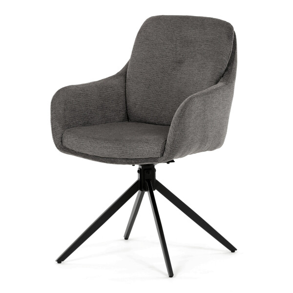 Židle jídelní, 180° otočný mechanismus, lanýžová voděodolná látka, černý kov