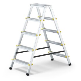 Schůdky oboustranné hliníkové 2×5 příček, nosnost 150kg, PROFI, J.A.D TOOLS