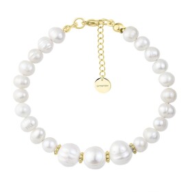 Luxusní perlový náramek Debora - chirurgická ocel, Zlatá 16 cm + 3 cm (prodloužení) Bílá