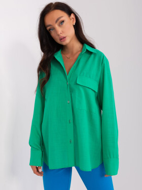 Zelená plátěná oversize košile s límečkem