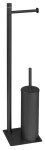 Gedy - TRILLY stojan s držákem na toaletní papír a WC štětkou, hranatý, černá mat TR3214