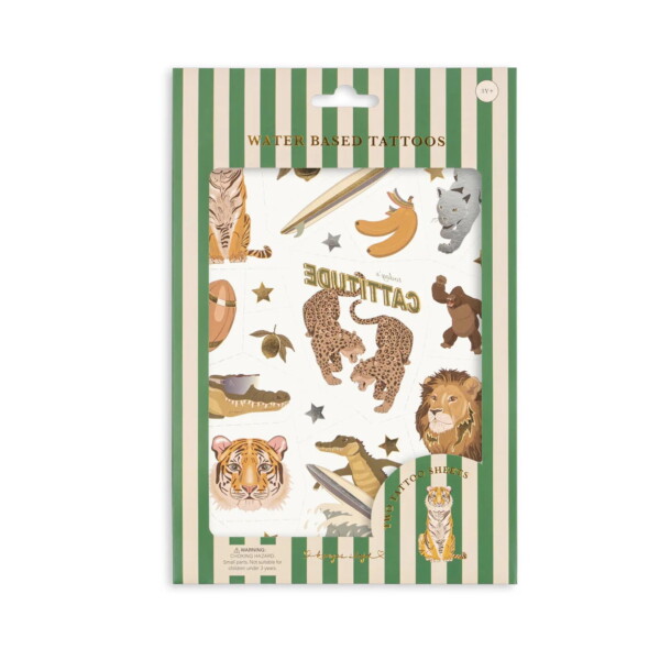Konges Sløjd Dětské dočasné tetování Animals, hnědá barva, papír