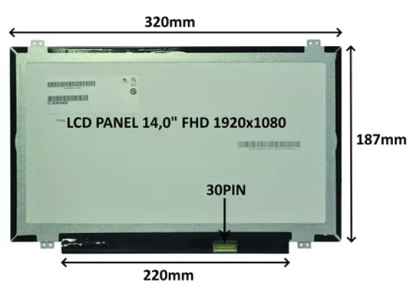 14" SIL LCD panel FHD IPS matný / LCD panel pro notebook / 1920x1080 / 30 pin / úchyty nahoře a dole (77047414)