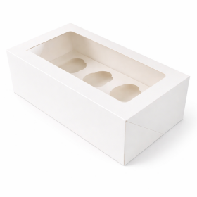 Cake star Bílá krabice s průhledným víkem na 8ks muffinů