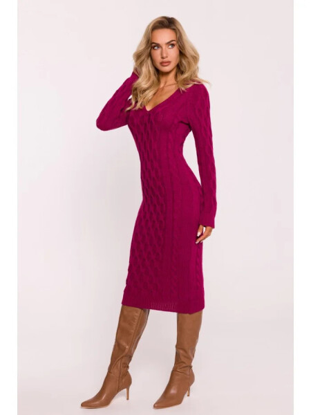 Dámské svetrové šaty M824 Vínová - MOE UNI vínová