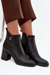 Zateplené dámské kotníkové boty z pravé kůže na podpatku Černé Jovelle 36