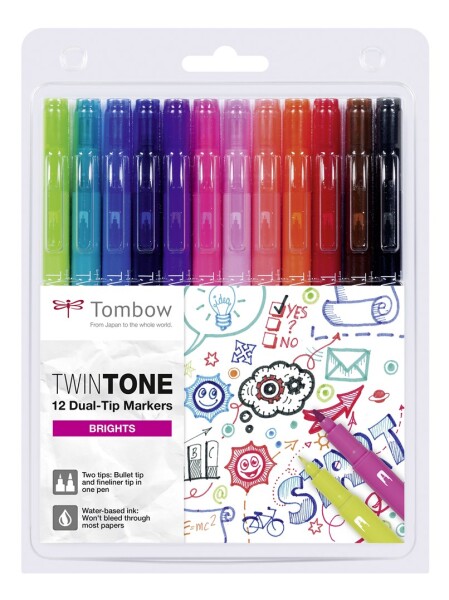Tombow Tombow, WS-PK-12P-1, Twintone, oboustranné popisovače, Bright tone, 12 ks
