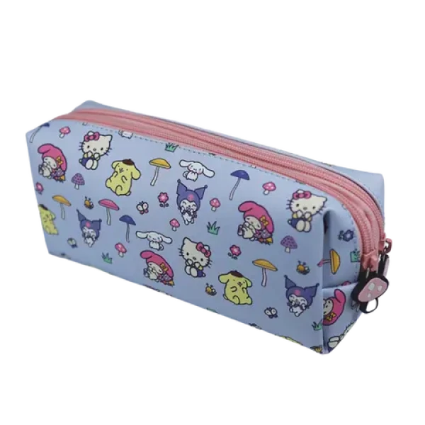 Bluesky Hello Kitty a přátelé Mushroom DPL6 / Školní penál dvoupatrový / 2 zipy / Textilní materiál (HK710899EPM)