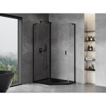 MEXEN/S - Mist Lsprchový kout pětiboký křídlový asymetrický 90 x 80, transparent, černá 8A8L-090-080-70-00