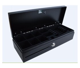 Virtuos pokladní zásuvka FT-460C1; Flip top, bez víka, 9-24V, černá - s kabelem