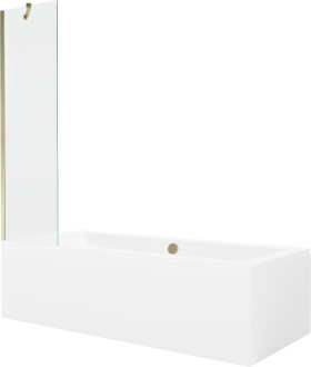 MEXEN/S - Cube obdélníková vana 170 x 80 cm s panelem + vanová zástěna 50 cm, transparent, zlatá 550517080X9505000050