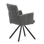 Židle jídelní, šedá látka, černý kov, otočný mechanismus 90°/90° (L/P) - funkce reset