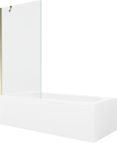 MEXEN/S - Vega obdélníková vana 180 x 80 cm s panelem + vanová zástěna 90 cm, transparent, zlatá 550118080X9509000050